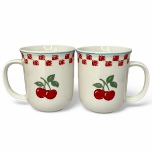 Mainstays Cherry Orchard Mug Set of 2 Drinkware Cottagecore Cups Plaid